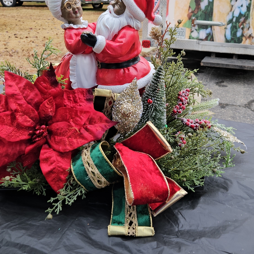 Festive Santa and Mrs. Claus Holiday Centerpiece